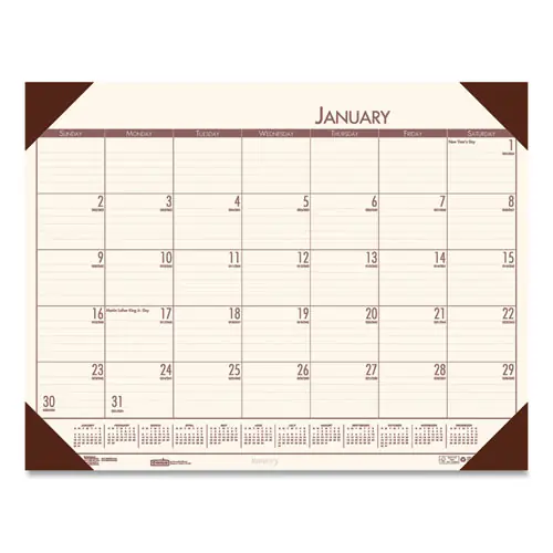 House of Doolittle™ EcoTones Recycled Monthly Desk Pad Calendar, 22 x 17, Moonlight Cream Sheets, Brown Corners, 12-Month (Jan to Dec): 2025