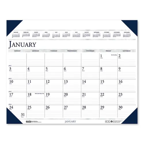 House of Doolittle™ Executive Monthly Desk Pad Calendar, 24 x 19, White/Blue Sheets, Blue Corners, 12-Month (Jan to Dec), 2025