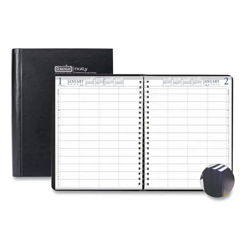 House of Doolittle™ Executive Series Four-Person Group Practice Daily Appointment Book, Black Hard Cover, 2025, 12-Month (Jan to Dec), 11 x 8.5