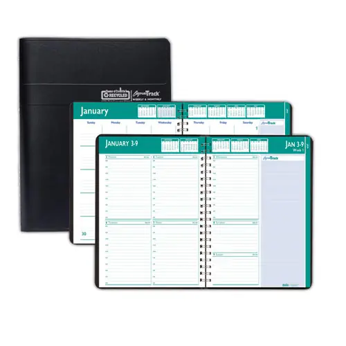 House of Doolittle™ Express Track Recycled Weekly Appointment Book/Monthly Planner, Black Cover, 13-Month (Jan 2025 to Jan 2026), 11 x 8.5