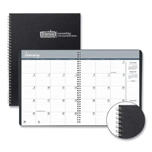 House of Doolittle™ Monthly Hard Cover Two-Year Planner, 11 x 8.5, Black Cover, 24-Month: Jan 2025 to Dec 2026