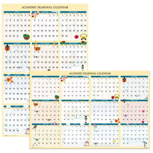 House of Doolittle™ Recycled Academic Seasonal Laminated Wall Calendar, 12-Month, 24 x 37, 2024-2025