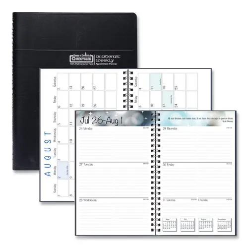 House of Doolittle™ Recycled Academic Weekly/Monthly Appointment Planner, Black Cover, 8 x 5, 13-Month (Aug to Aug), 2024-2025