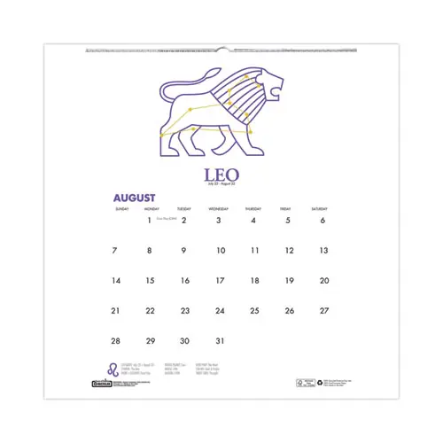 House of Doolittle™ Recycled Academic Zodiac Wall Calendar, 12-Month, 11 x 14, Multicolor (August 2024 - July 2025)