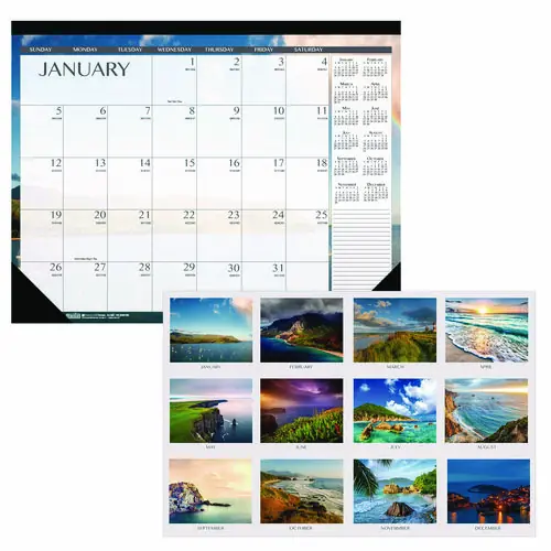 House of Doolittle™ Recycled Earthscapes Desk Pad Calendar, Seascapes Photography, 22 x 17, Black Binding/Corners, 12-Month (Jan to Dec): 2025