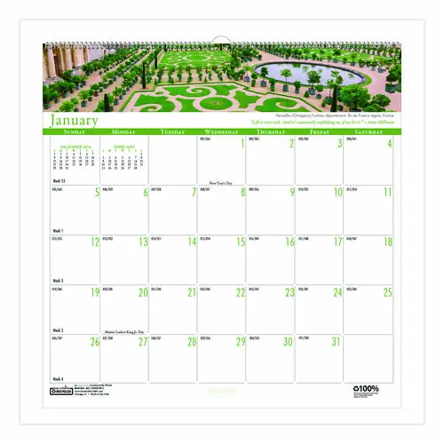 House of Doolittle™ Recycled Gardens of the World Monthly Wall Calendar, 12" x 12", 12-Month (Jan-Dec) 2025