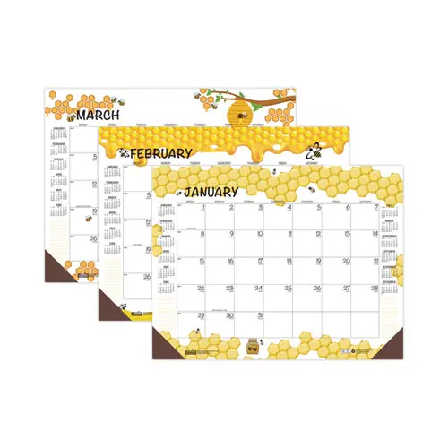 House of Doolittle™ Recycled Honeycomb Desk Pad Calendar, 18.5 x 13, White/Multicolor, 12-Month (Jan-Dec) 2025