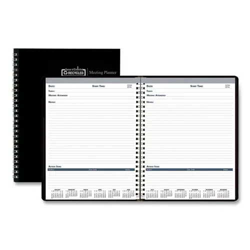 House of Doolittle™ Recycled Meeting Note Planner, 11 x 8.5, Black Cover, 12-Month (Jan to Dec): 2025