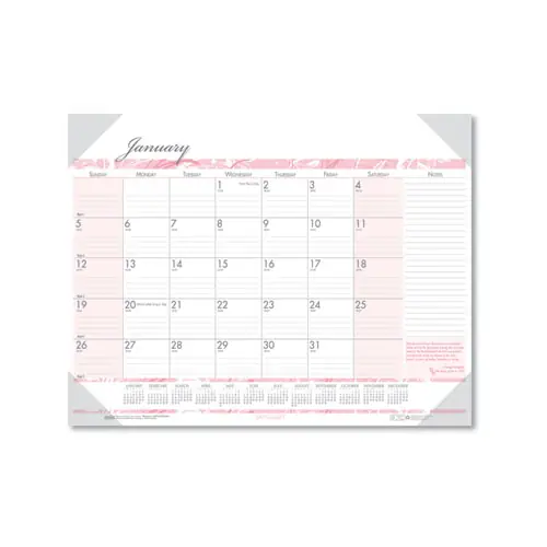 House of Doolittle™ Recycled Monthly Desk Pad Calendar, Breast Cancer Awareness Artwork, 22 x 17, Black Binding/Corners, 12-Month (Jan-Dec), 2025