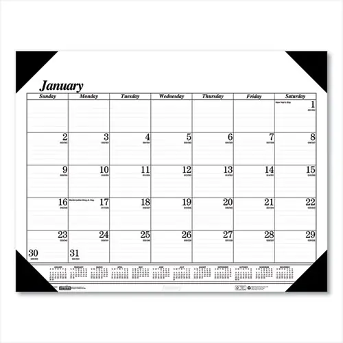 House of Doolittle™ Recycled One-Color Refillable Monthly Desk Pad Calendar, 22 x 17, White Sheets, Black Binding/Corners, 12-Month (Jan-Dec): 2025