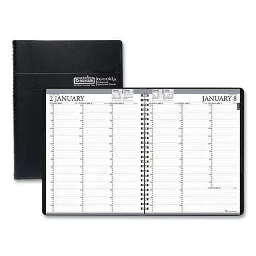 House of Doolittle™ Recycled Professional Weekly Planner, 15-Minute Appts, 11 x 8.5, Black Wirebound Soft Cover, 12-Month (Jan to Dec): 2025