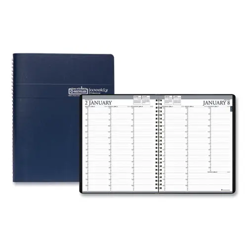 House of Doolittle™ Recycled Professional Weekly Planner, 15-Minute Appointments, 11 x 8.5, Blue Soft Wirebound Cover, 12-Month (Jan-Dec), 2025