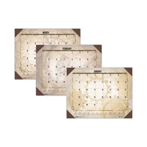 House of Doolittle™ Recycled Vintage Desk Pad Calendar, 22 x 17, Sepia Sheets, Brown Corners, 12-Month (Jan-Dec): 2025