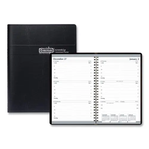 House of Doolittle™ Recycled Weekly Appointment Book, 8 x 5, Black Cover, 12-Month (Jan to Dec): 2025