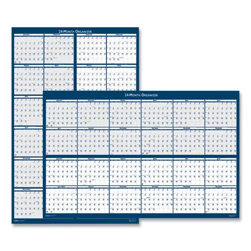 House of Doolittle™ Reversible/Erasable Two-Year Wall Calendar, 24 x 37, Light Blue/Blue/White Sheets, 24-Month: Jan 2025 to Dec 2026