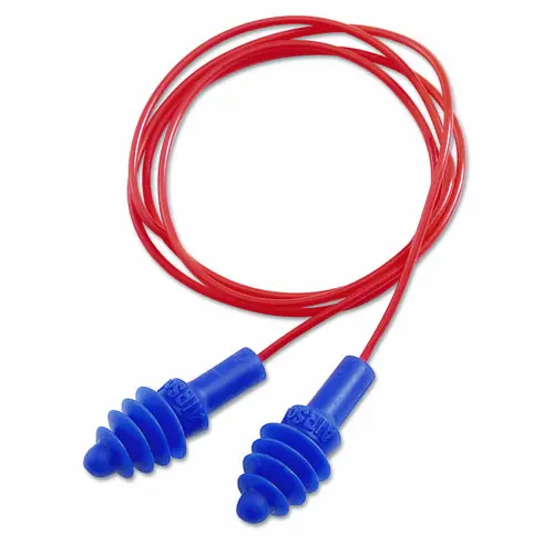 Howard Leight® by Honeywell DPAS-30R AirSoft Multiple-Use Earplugs, 27NRR, Red Polycord, Blue, 100/Box