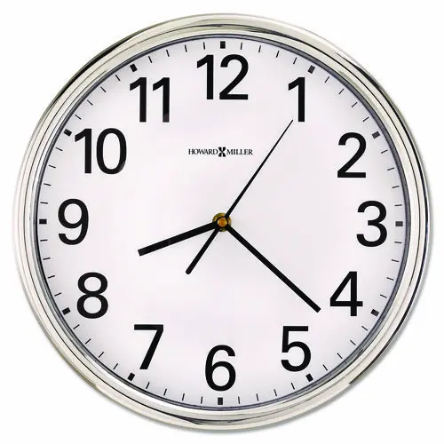 Howard Miller® Hamilton Wall Clock, Silver Case, 12" Overall Diameter, Quartz Movement