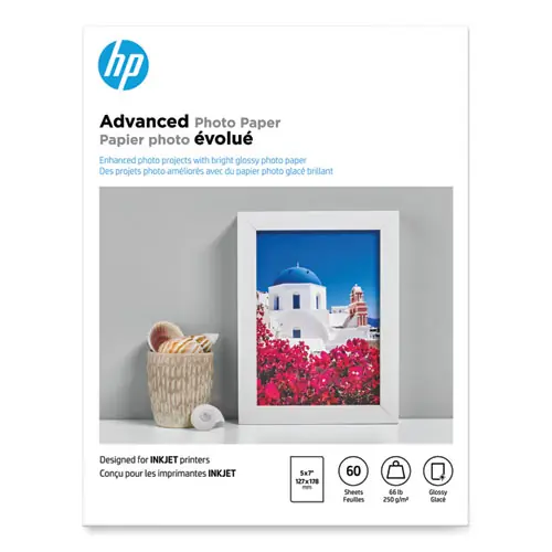 HP Advanced Photo Paper, Glossy, 5 x 7, 60 Sheets