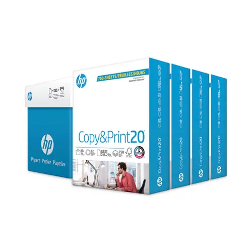 HP Papers CopyandPrint20 Paper, 92 Bright, 20 lb Bond, 8.5 x 11, White, 750 Sheets per Ream, 4 Reams per Carton
