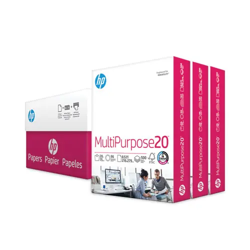 HP Papers MultiPurpose20 Paper, 96 Bright, 20 lb Bond Weight, 8.5 x 11, White, 500 Sheets/Ream, 3 Reams/Carton