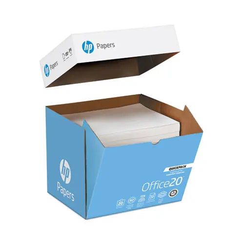 HP Papers Office20 Paper, 92 Bright, 20 lb Bond, 8.5 x 11, White, 2500 Sheets/Carton