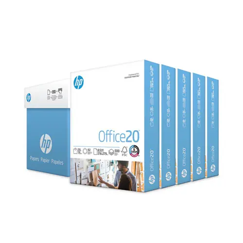 HP Papers Office20 Paper, 92 Bright, 20 lb, 8.5 x 11, White, 2500 Sheets/Carton