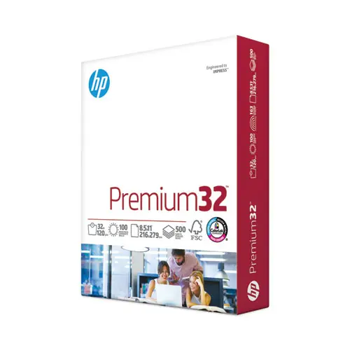 HP Papers Premium32, 100 Bright, 32 lb Bond Weight, 8.5 x 11, Ultra White, 500/Ream