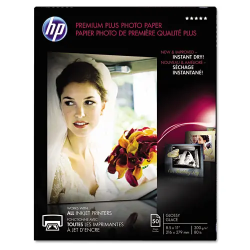 HP Premium Plus Photo Paper, Glossy, 8.5 x 11, 50/Pack