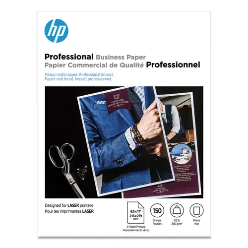 HP Professional Business Paper, 52 lb Bond Weight, 8.5 x 11, Matte White, 150/Pack