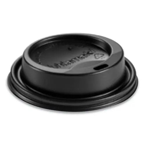 Huhtamaki Dome Sipper Hot Cup Lids, Fits 8 oz Hot Cups, Plastic, Black, 1,000/Carton