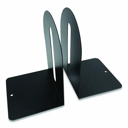 Huron Steel Bookends, Fashion Style, Nonskid, Black, 1 Pair
