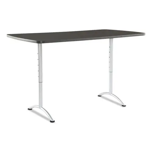 Iceberg ARC Adjustable-Height Table, Rectangular, Graphite Top, Silver Base, 36" x 72", Height Adjustable 30" to 42"