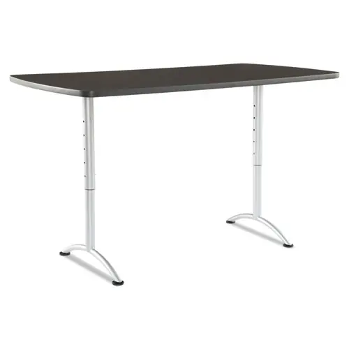 Iceberg ARC Adjustable-Height Table, Rectangular, Gray Walnut Top, Silver Base, Adjustable Height 30" to 42", 36" x 72"