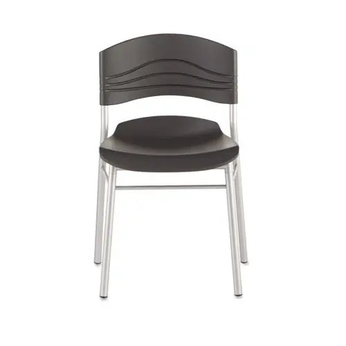 Iceberg CafeWorks Chair, Supports Up to 225 lb, 18" Seat Height, Graphite Seat/Back, Silver Base, 2/Carton