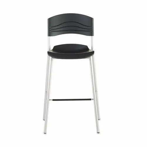 Iceberg CafeWorks Stool, Graphite Seat and Back, Silver Base, 30" Seat Height, Supports Up to 225 lb