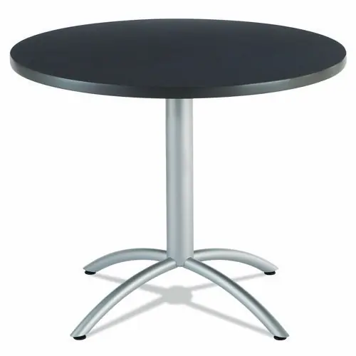 Iceberg CafeWorks Table, Cafe-Height, Round, Graphite Granite Top, Silver Base, 36" Diameter x 30" Height