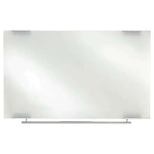 Iceberg Clarity Glass Dry Erase Board with Aluminum Trim, 60" x 36", White Surface, Satin Aluminum Frame