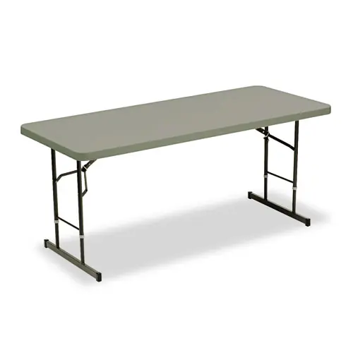 Iceberg IndestrucTable Classic Adjustable-Height Folding Table, Charcoal, 72" x 30"