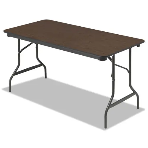 Iceberg OfficeWorks Classic Wood-Laminate Folding Table, Curved Legs, Walnut, 60" x 30" x 29"