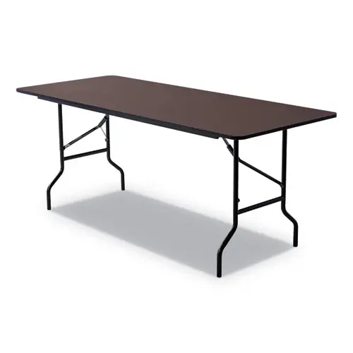 Iceberg OfficeWorks Classic Wood-Laminate Folding Table, Curved Legs, Walnut Finish, 72"W x 30"D x 29"H