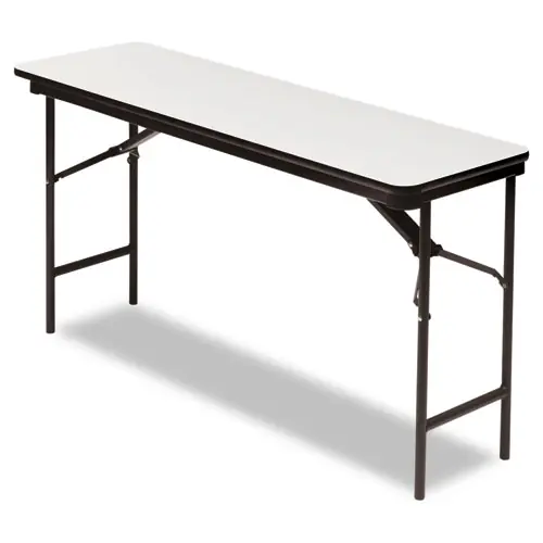 Iceberg OfficeWorks Commercial Wood-Laminate Folding Table, Rectangular, Gray Top, Charcoal Base, 60" x 18" x 29"