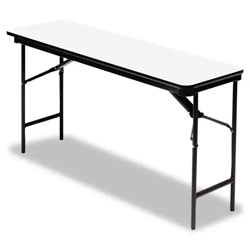 Iceberg OfficeWorks Commercial Wood-Laminate Folding Table, 72" x 18" x 29", Gray Top, Charcoal Base