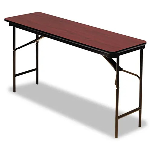 Iceberg OfficeWorks Commercial Wood-Laminate Folding Table, Rectangular, 72" x 18" x 29", Mahogany