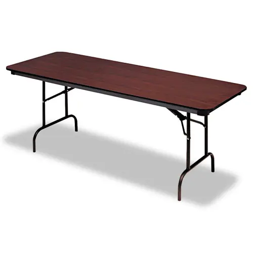 Iceberg OfficeWorks Commercial Wood-Laminate Folding Table, Rectangular, 72" x 30" x 29", Mahogany