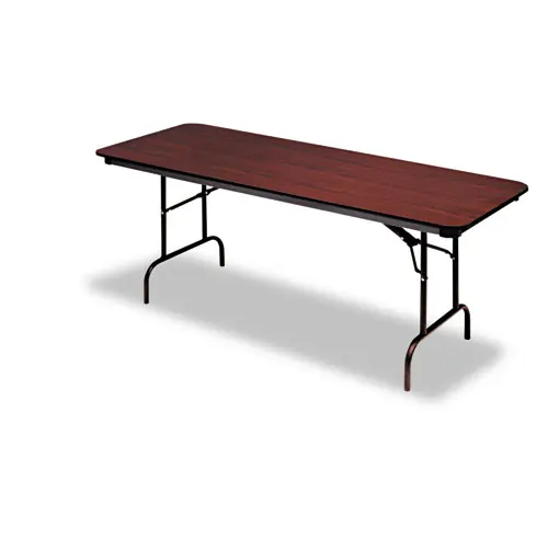 Iceberg OfficeWorks Commercial Wood-Laminate Folding Table, Rectangular, 96" x 30" x 29", Mahogany