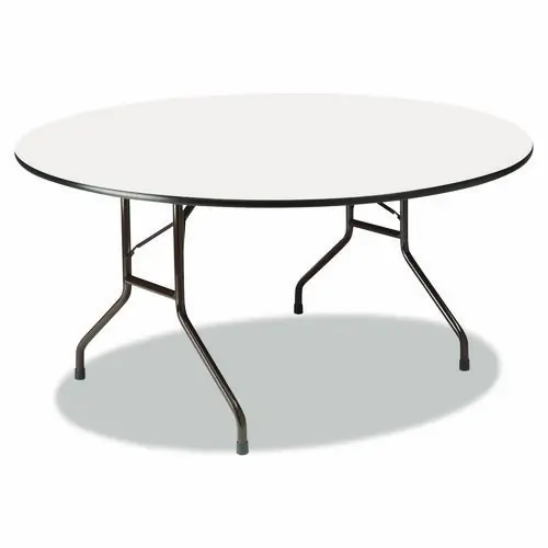 Iceberg OfficeWorks Wood Folding Table, Round, 60" Diameter, Gray Top, Charcoal Base