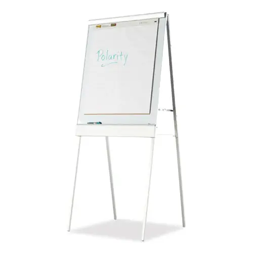 Iceberg Polarity Height Adjustable Dry Erase Flipchart Easel, White Surface, Silver Metal Frame