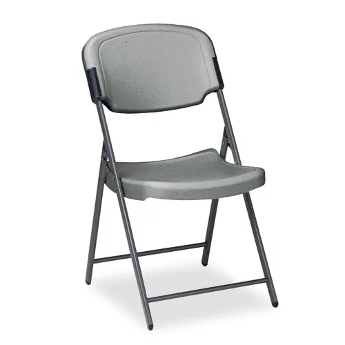 Iceberg Rough n Ready Commercial Folding Chair, Charcoal, Silver Base, 15.25" Seat Height, Supports Up to 350 lb