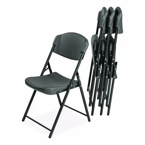 Iceberg Rough n Ready Commercial Folding Chair, 18" Seat Height, Charcoal, 4/Pack