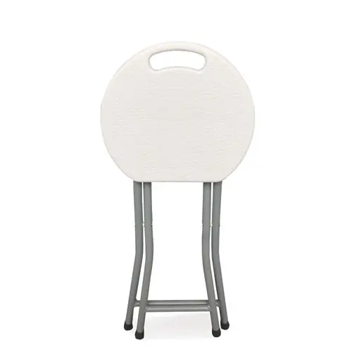 Iceberg Rough n Ready Folding Stool, Backless, Supports Up to 300 lb, 18" Seat Height, White Seat, Charcoal Base, 4/Carton